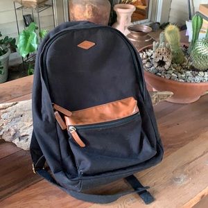 Fossil Estate Black Backpack Leather Trim